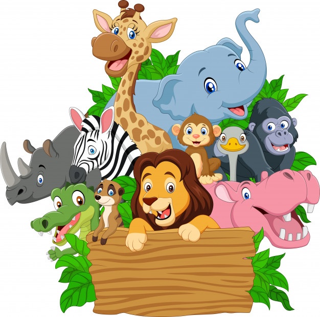 cartoon-wild-animal-with-blank-signboard_29190-3